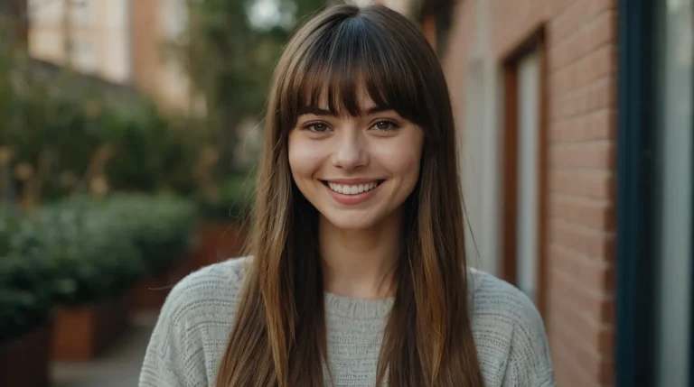 25 Stunning Bottleneck Bangs with Long Hair