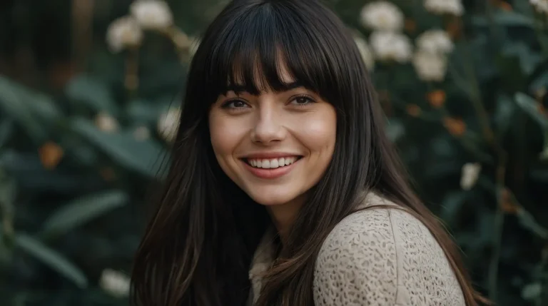 25 Gorgeous Long Dark Hair with Bangs Styles That Frame Your Face Perfectly